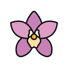Orchid Flower Icon showcases intricate details and a timeless charm, ideal for highlighting luxury floral arrangements, tropical themes, or sophisticated decor projects
