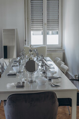 Mirrors and cosmetics for cosmetologist's master class