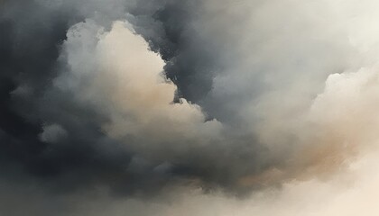 Fototapeta premium Dramatic Cloudy Sky with Shades of Grey and Dull Beige: Atmospheric Landscape