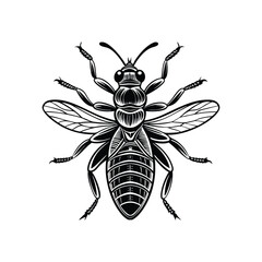 Termite (Isoptera) insect silhouette design, labeled linocut vector illustration.