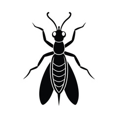 Termite (Isoptera) insect silhouette design, labeled linocut vector illustration.