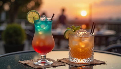 Signature cocktails for Bartender Day celebration at sunset