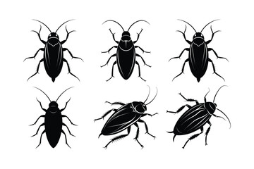 Cockroach (Blattodea) insect silhouette design, labeled linocut vector illustration.