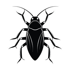 Cockroach (Blattodea) insect silhouette design, labeled linocut vector illustration.