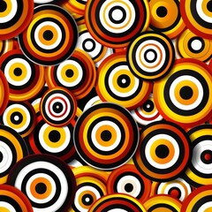 Fototapeta premium Vibrant abstract design with geometric circles in warm red, yellow, and black hues for impact