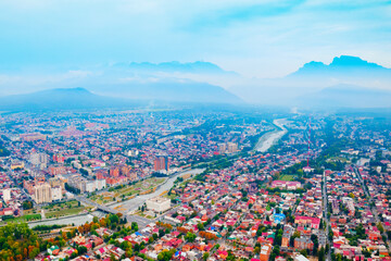 Vladikavkaz city aerial panoramic view