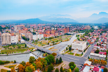 Vladikavkaz city aerial panoramic view