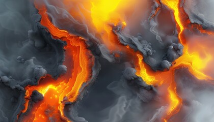 Fiery Abstract Background with Yellow and Ash Highlights in Fluid Motion