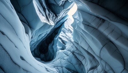 Fototapeta premium Stunning Abstract Deep Ice Caves with Blue and Steel Tones in a Unique Natural Formation