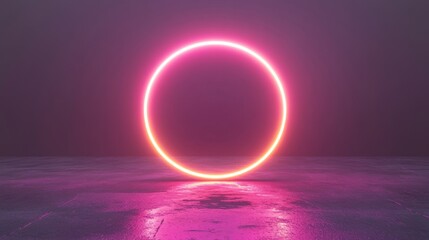 White round light effect on gray background. Vector realistic illustration of abstract glowing frame with neon rings, magic energy portal with hole at bottom, sun eclipse, futuristic backdrop design