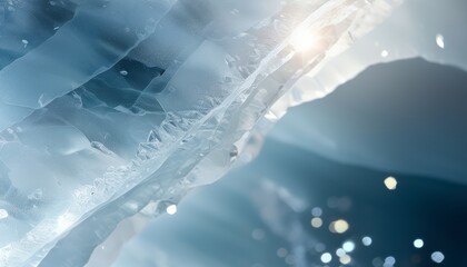 Obraz premium Abstract Blue Crystal Frost with Shimmering Details and Ethereal Light Effects