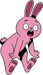 Surprised Pink Bunny Cartoon Illustration, Rabbit Mascot Cartoon Character Vector