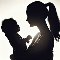 silhouette of mum hug baby