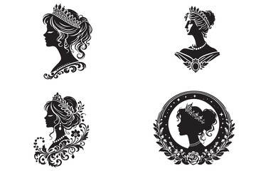 cameo silhouette vector illustration design black and white