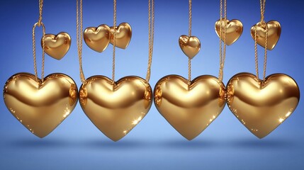 Golden Hearts Hanging Decorations Valentine's Day