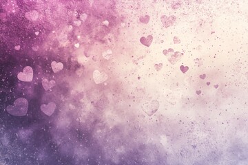 Fototapeta premium Brilliant background in light lavender and pink tones with hearts and sparkling bokeh effect with copyspace. The concept of Valentine's Day.