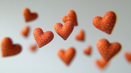 Floating Orange Hearts 3D Render Valentine's Day