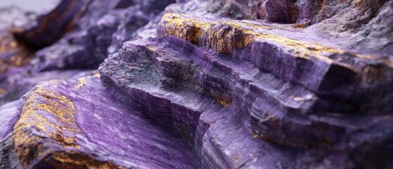 Close-up of purple and gold textured rock formation.