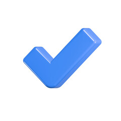Yes or correct sign 3d symbol  Interface button isolated