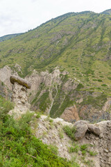 Stone mushrooms (or Akkurum tract) in Chulyshman river valley. Ulagan district, Altai republic, Russia.