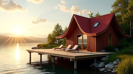 Obraz premium pavilion at sunset