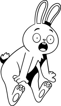 recommend clip art: Line Art Illustration of Surprised Rabbit, Bunny Character for Coloring Page