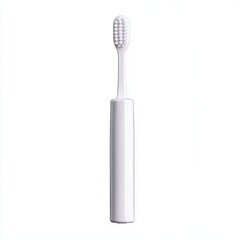 White Toothbrush With Bristles On Isolated Background For Hygiene Use