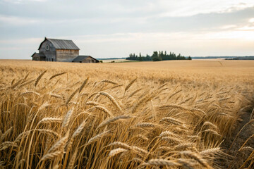 Wheat field with a distant barn copy