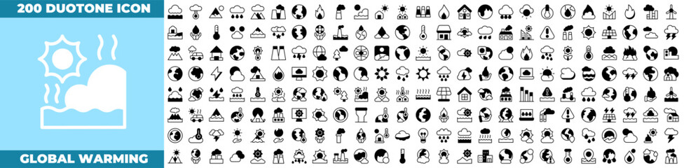 Global warming Duotone Editable Icons set
