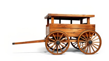 Fototapeta premium Antique Wooden Cart, Isolated, High-Quality, Detailed, White Background