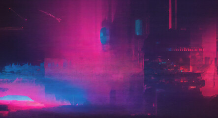 Obraz premium abstract colorful glitch background in 80s and 90s style with colorful neon noise . Generative AI