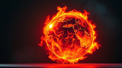Fototapeta premium Burning Globe: Global Warming Crisis in Space, Stunning Imagery