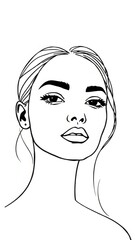 Minimalist Line Art of a Woman's Face - Vertical Phone Wallpaper Background