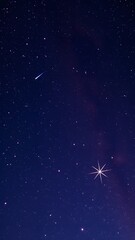 Dreamy Starry Night Sky with Shooting Stars - Vertical Phone Wallpaper Background
