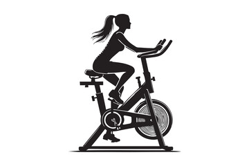 Woman on Exercycle Silhouette vector illustration design black and white