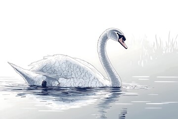 Fototapeta premium The Peaceful Swim of a Serene Swan