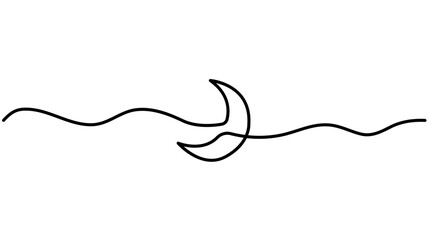 Simple Moon is in continuous line drawing style, with a line art moon icon. Vector illustration