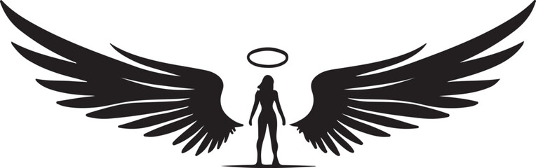 black and white angel wings silhouette design