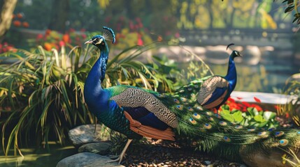 Obraz premium Peacock in the garden, peacock in the park.