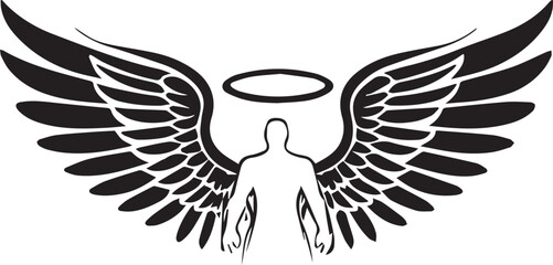 black and white angel wings silhouette design