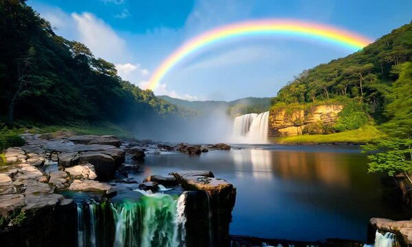Moonbow over a waterfall