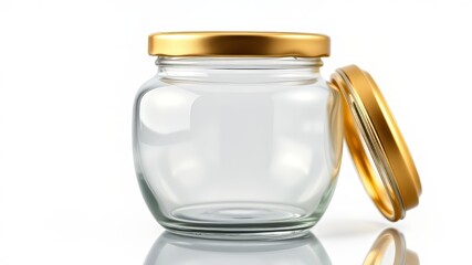 Empty Glass Jar Gold Lid Mockup - Food Preserving Canning