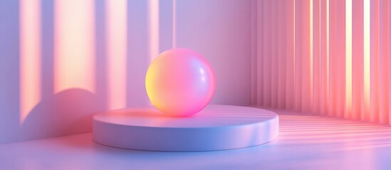Pastel Sphere on Minimalist Platform: A Study in Light and Color