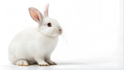 Obraz premium White rabbit against simple white background