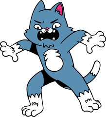 Cute Cat Cartoon Character, Cat Mascot Retro Style Illustration