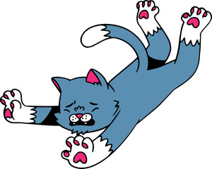 Cute Cat Cartoon Character, Cat Mascot Retro Style Illustration