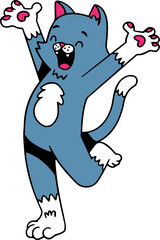 Cute Happy Cat Cartoon Character, Cat Mascot Retro Style Illustration