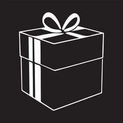 black and white gift box logo type silhouette design