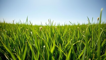 Fototapeta premium Green Meadow Panorama, Bright, Isolated, High-Quality AI Photo