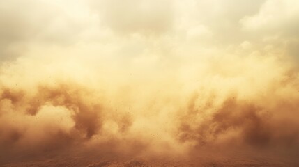 Obraz premium Realistic cloud of brown dust on transparent background. Vector illustration of sand storm in desert, smog mist with dirt particles flying in air, explosion effect. Ash in atmosphere. Hurricane wind
